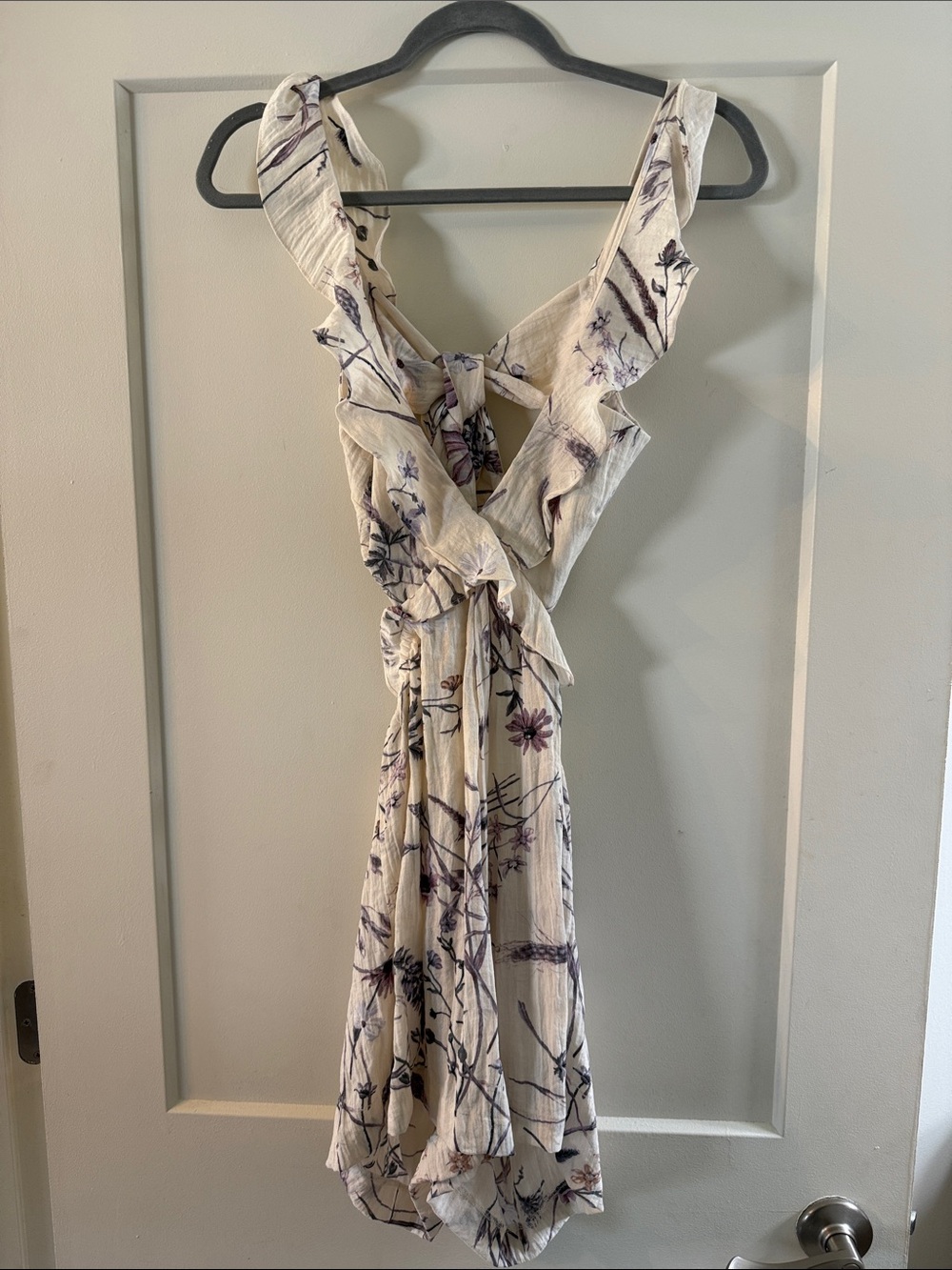 Cream Floral Ruffled Tie-Back Romper